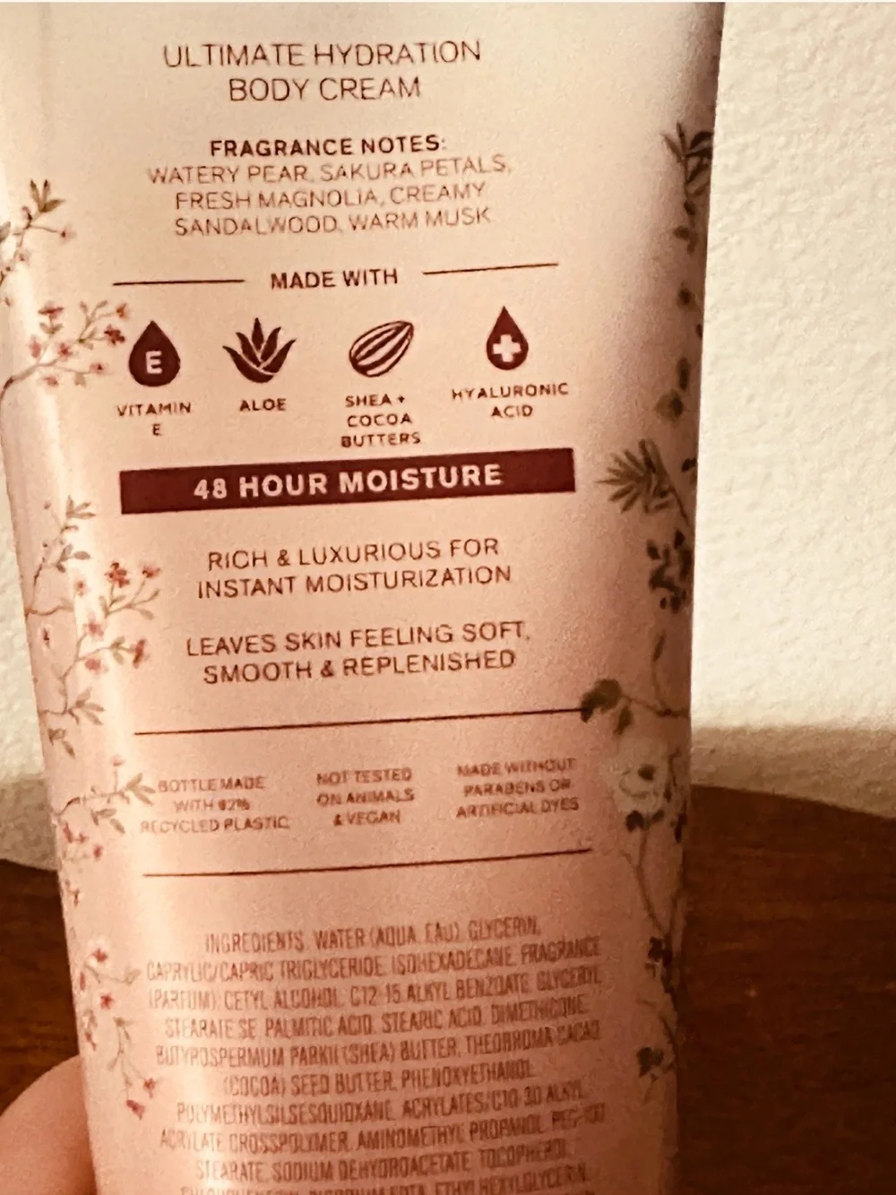 Bath & Body Works Forever Cherry Blossom Body Cream - Light Pink & Green Accents